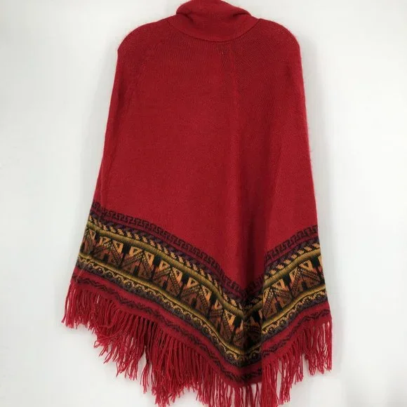 Vibrant Red Sleeveless Poncho | Versatile for All Seasons - Picture 2 of 6